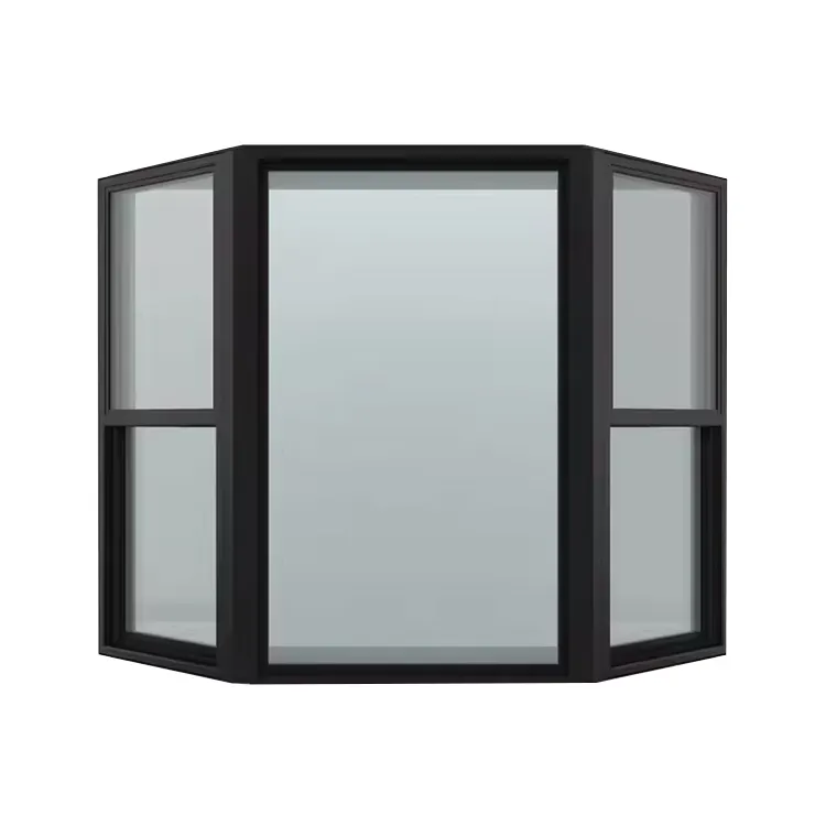 Fenêtre moderne à coupure thermique design personnalisé extérieur en aluminium double verre baie et bow windows