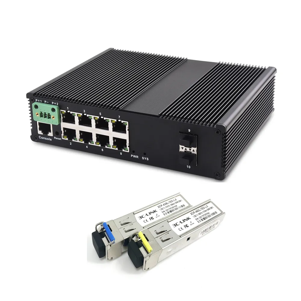 Commutateur réseau de haute qualité à bas prix injecteur 48v 1 2 4 8 16 24 ports commutateur Poe Ethernet IP40 boîtier en aluminium 10 ports POE,SNMP