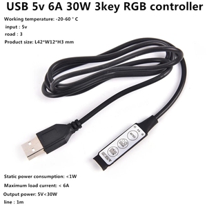 USB LED RGB Controller Mini 3Key telecomando Dimmer per striscia LED RGB 5V - Product Image 6