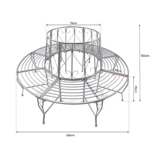 Garden <strong>Grey</strong> Surrounding Bench Size 160cm Circular Chair Seat Metal Round Tree Bench with Backrest for Yard <strong>Patio</strong> - Product Image 2