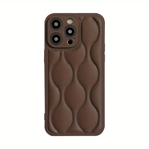 電話用16ハイエンドシンプル無地波TPUストレートエッジダウンジャケットデザインiPhone 15 14 13 12電話カバー用 - Product Image 1
