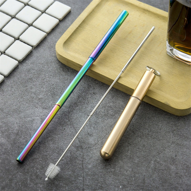 Caja dorada + paja arcoiris