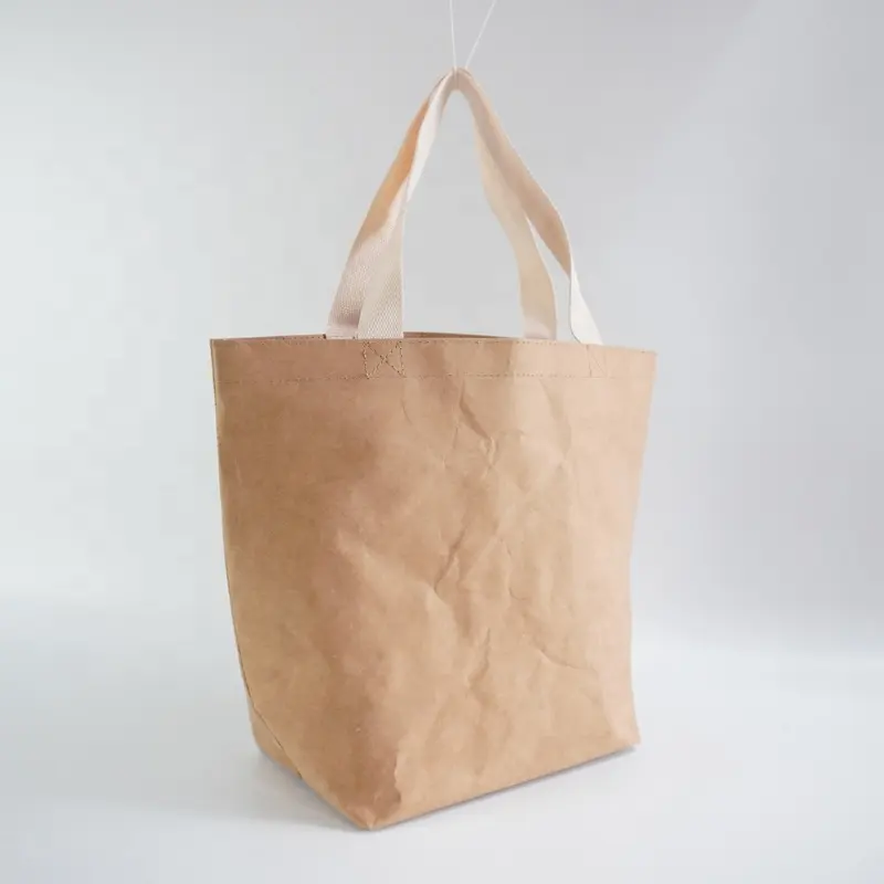 OEM manufacturing high quality washable craft paper grocery bags washable kraft shopping hand bags
