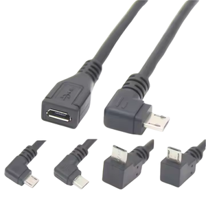 0.25米微型USB 2.0公90度左右左角至微型B母微型USB m-f扩展适配器电缆 - Product Image 1