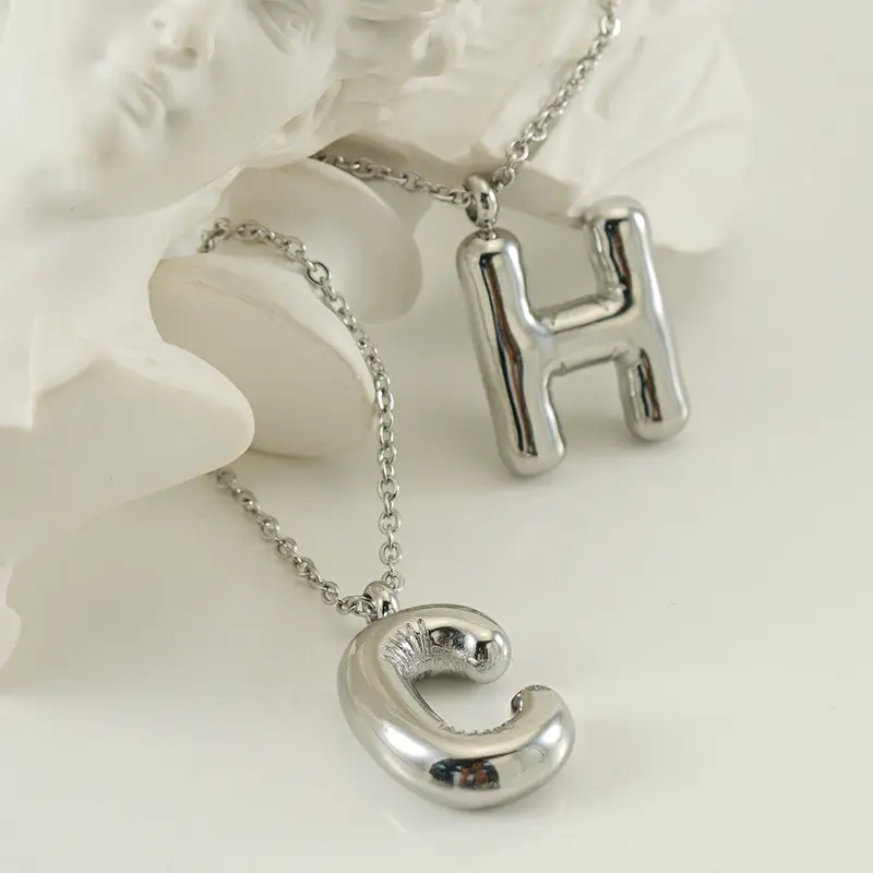 Большая нержавеющая сталь 316L серебряный цвет Начальная буква Алфавит кулон ожерелья для женщин