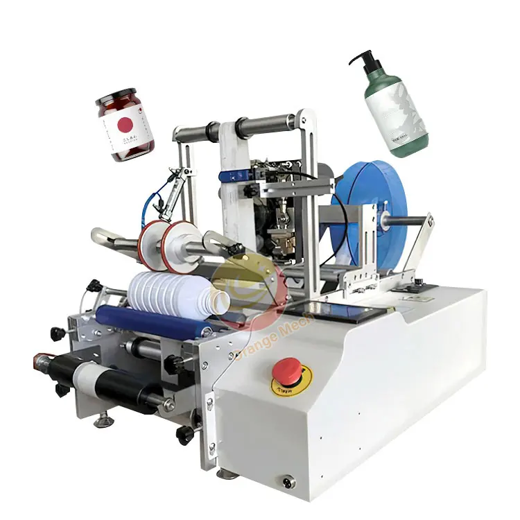 छोटे पैमाने पर अर्द्ध ऑटो अद्वितीय खनिज पानी सिरप शराब दौर टिन कर सकते हैं बोतल लेबल प्रिंट मशीन