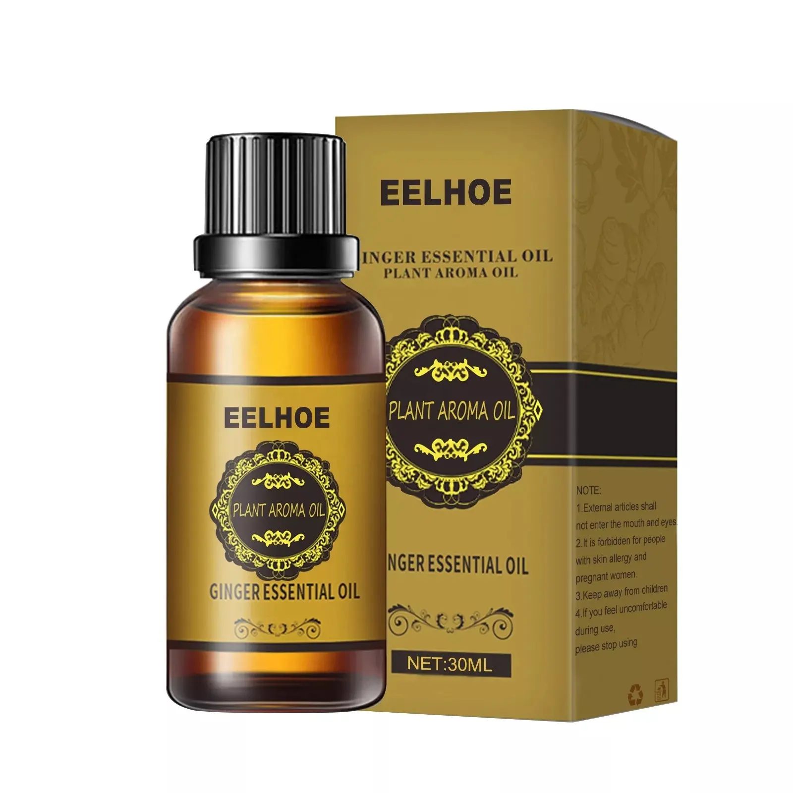 Huile de gingembre eelhoe huile de massage amincissante pour le ventre soulagement du stress amélioration du teint soins de la peau