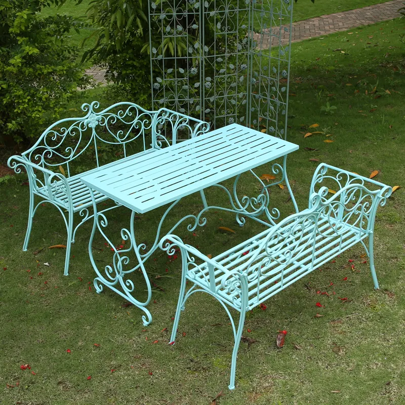 Tables et chaises d'extérieur de style européen, 6 pièces, cour, jardin, balcon ou intérieur, table à thé, ensemble de canapés longs
