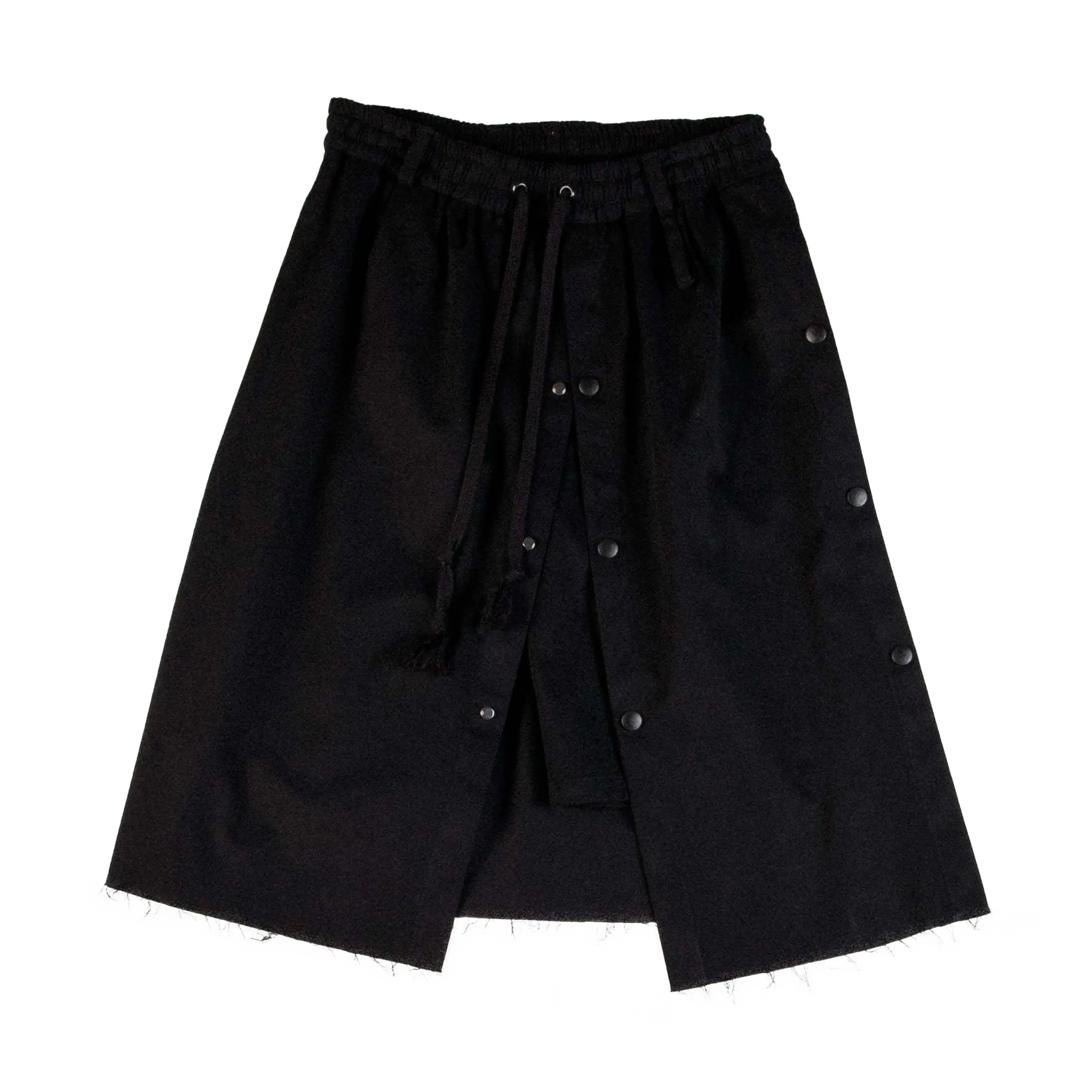 Wholesale custom solid color series of high quality irregular asymmetric raw edge black women's short skirt