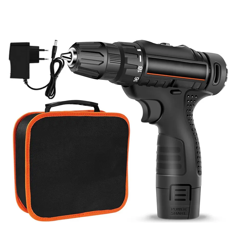 Factory sells 16V portable manual hand drill, large capacity battery cordless hand drill