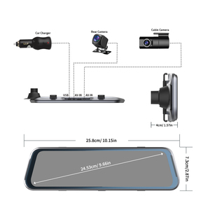 3 kênh phía sau xem gương máy ảnh phía trước phía sau bên trong 1080P Dash máy ảnh IPS đầy đủ Màn hình cảm ứng với tầm nhìn ban đêm vòng lặp ghi âm - Product Image 2