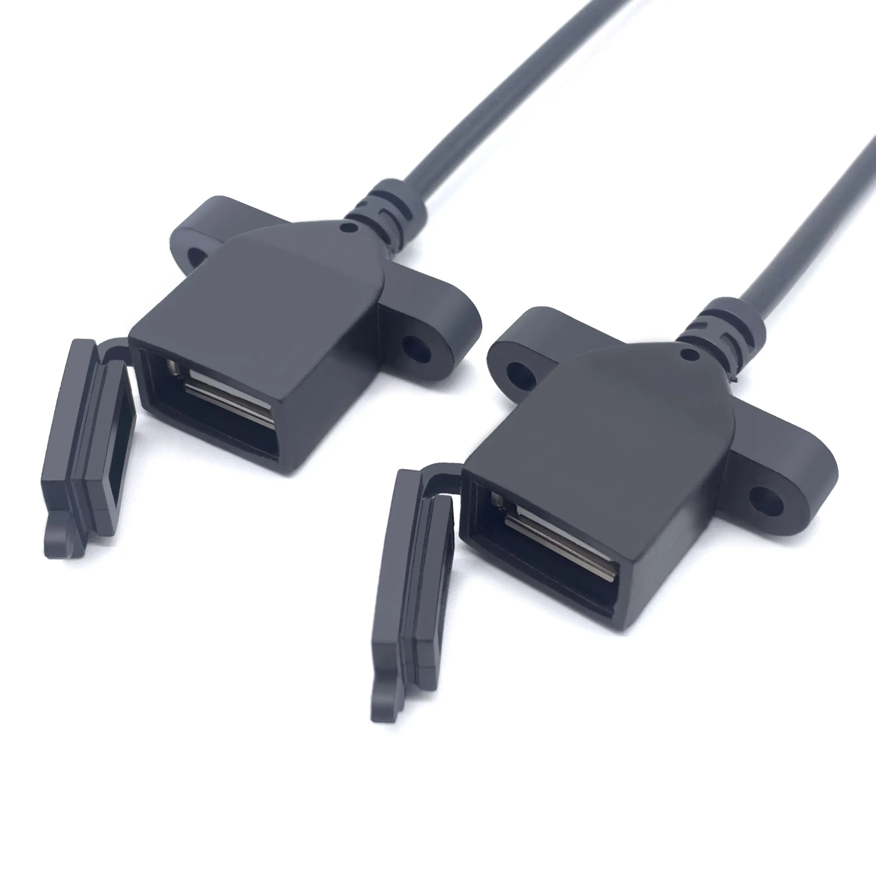 USB perempuan dengan sekrup lubang panel adaptor dudukan kabel eksternal ke xh 2.54 kawat terminal dengan penutup debu