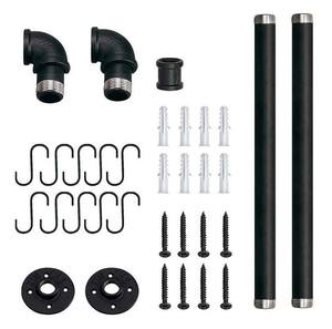 Home Diy Industriële Gebruiksvoorwerpen Muur Hanger Ijzeren Pijp Kledingrek Badkamer Keuken Handdoek <span class=keywords><strong>Bar</strong></span> Pijpplank Beugels Met 10 Haak - Product Image 6