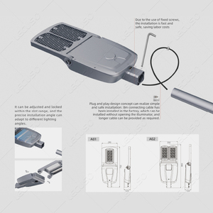 Ngoài trời IP66 rộng năng lượng mặt trời ánh sáng đường phố màu vàng tất cả trong hai 30W 50W 60W 80W 100W 120W 150W 200W cảm biến chuyển động năng lượng mặt trời dẫn ánh sáng đường phố - Product Image 3