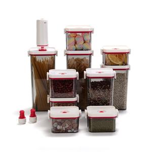 Contenedor de almacenamiento de cocina transparente apilable con tapas herméticas Caja de almacenamiento de alimentos de plástico Herramientas para ensaladas