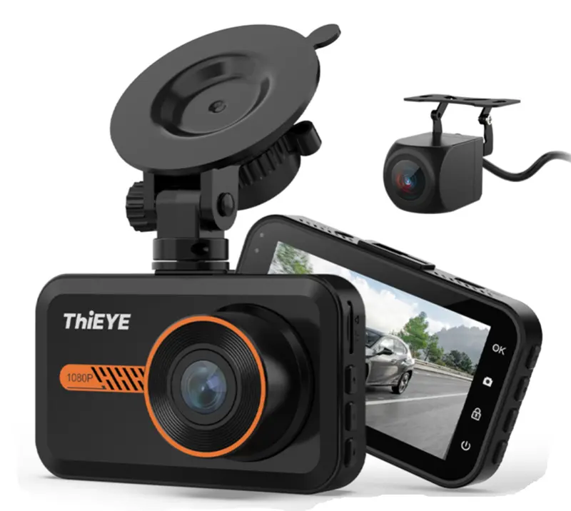 ThiEYE Автомобильный видеорегистратор с 3 дюймов экран Автомобильный черный ящик для парковочной системы записи микрофонная стойка камеры переднего и заднего вида 1080p Автомобильный видеорегистратор с GPS