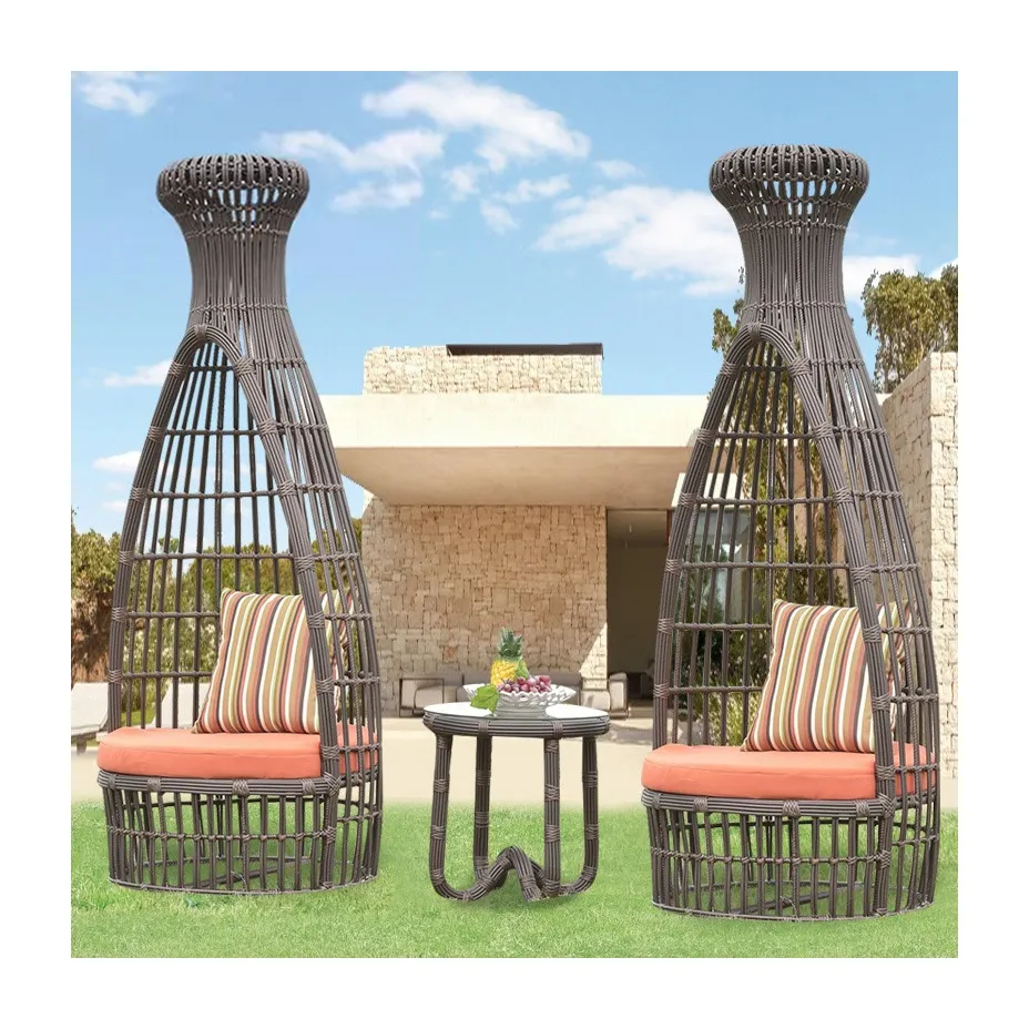 Alüminyum avlular sandalye ve masa hasır bambu yemek seti bahçe sıcak satış Modern plaj veranda açık Metal