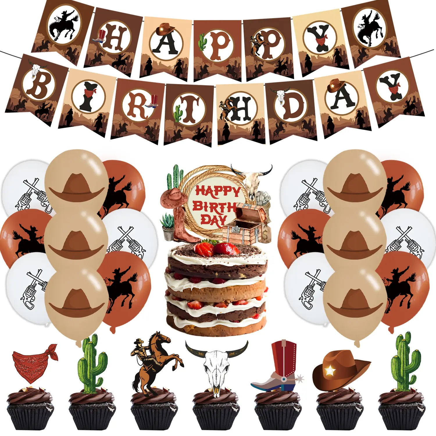 Decoraciones de fiesta de cumpleaños con tema de vaquero occidental de los fabricantes