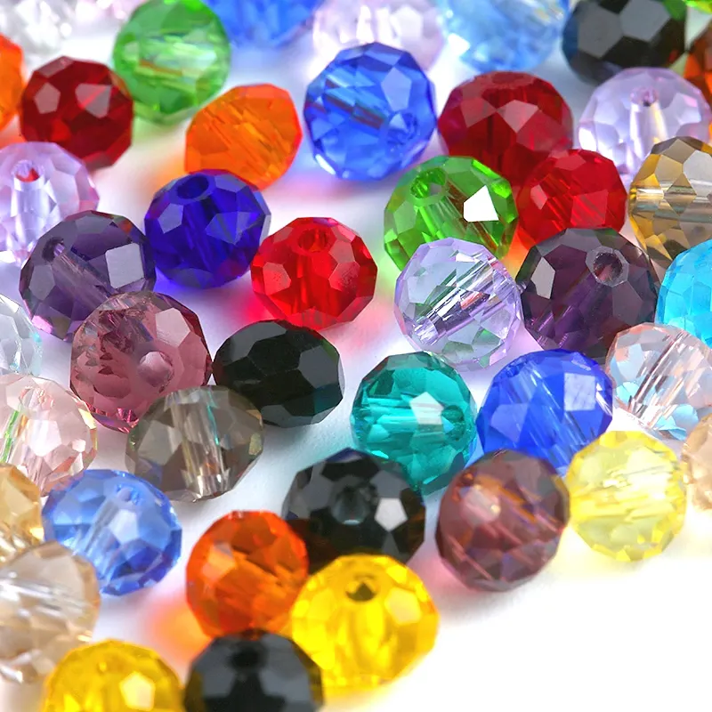 Kristal Pelangi Brilliant Penuh Warna Bulk Faceted 6Mm Manik-manik Kristal Manik-manik untuk Membuat Perhiasan