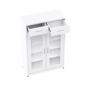 מתלה נעליים רזה לכניסה 2 דלתות זכוכית ארון נעליים מודרני ארון נעליים מודרני עם 2 מגירות שטח אחסון - Product Image 4