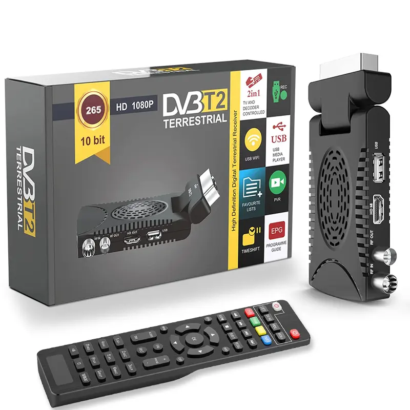 STB numérique H.265 décodeur tv dvbt2 HD SD prêt mini péritel ac3 DVB T2 H.265 décodeur décodeur pour dvb-t2