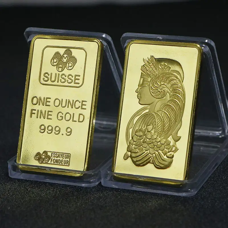 Suíça Suisse Lady Fortuna Lucky Metal One Ounce Solid 24k Banhado a Ouro Prata Bullion Bar Em Stock