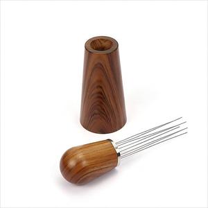咖啡配件浓缩咖啡分配工具木制手柄浓缩咖啡搅拌器针分配器 - Product Image 4