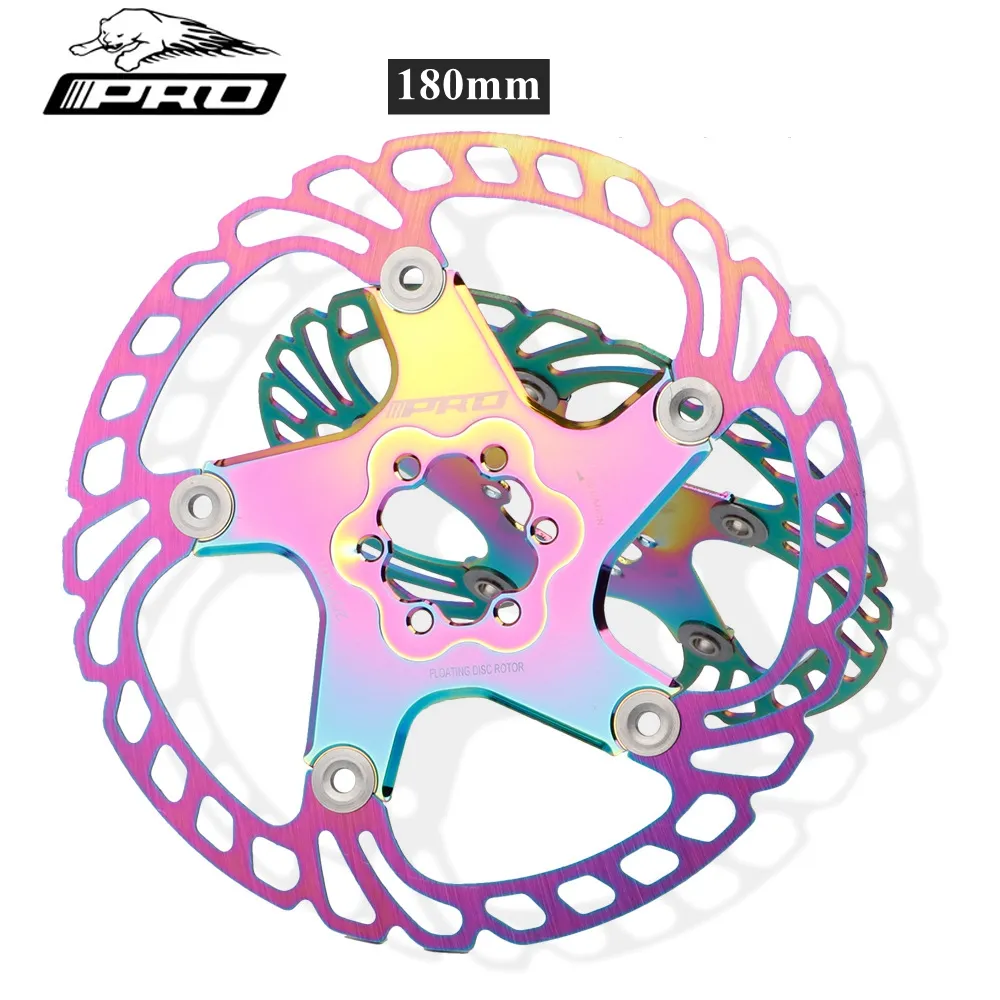 IIIPRO flotante de acero inoxidable disco de freno 180mm bicicleta de montaña de freno de disco para bicicleta de montaña seis uñas de color del arco iris