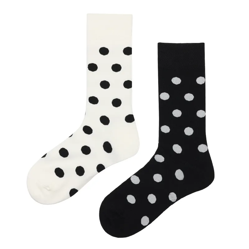 Fashion High Quality happy socks Solid Color white black dot cartoon socks Cotton Women Socks