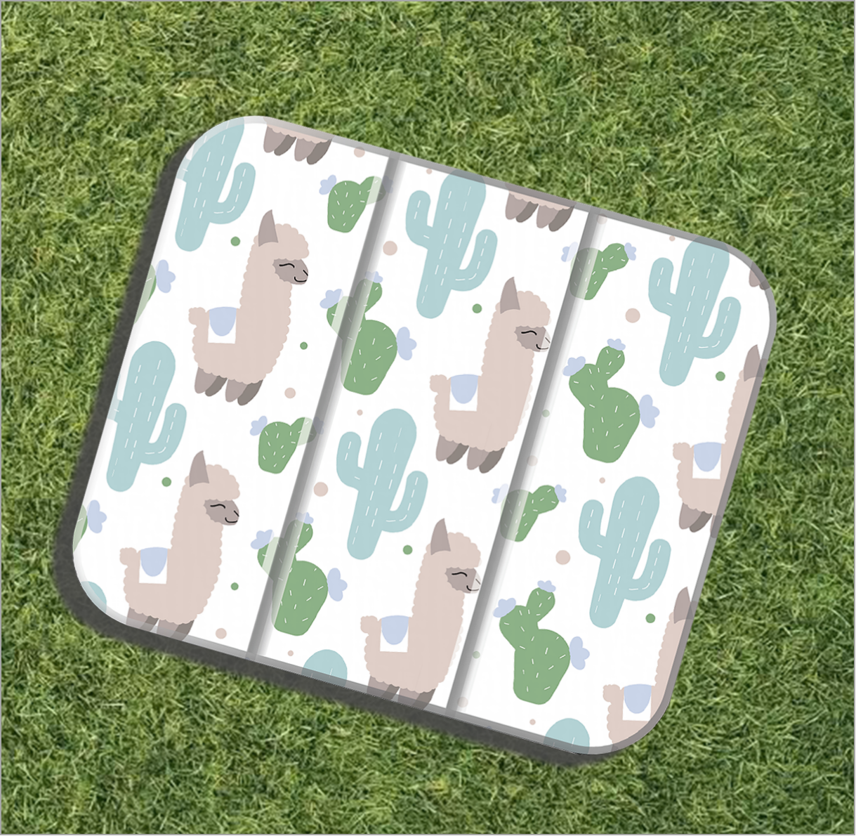Estampado repetido de alpaca pastoral sin costuras y suculentas de cactus.