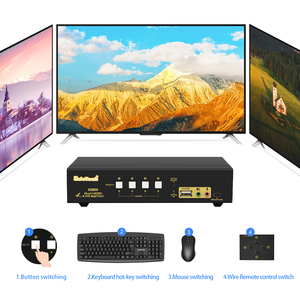 JideTech 4端口双显示器HDMI 2.0 KVM开关，带音频，USB集线器支持4Kx2K @ 60Hz，YUV 4:4:4 - Product Image 5
