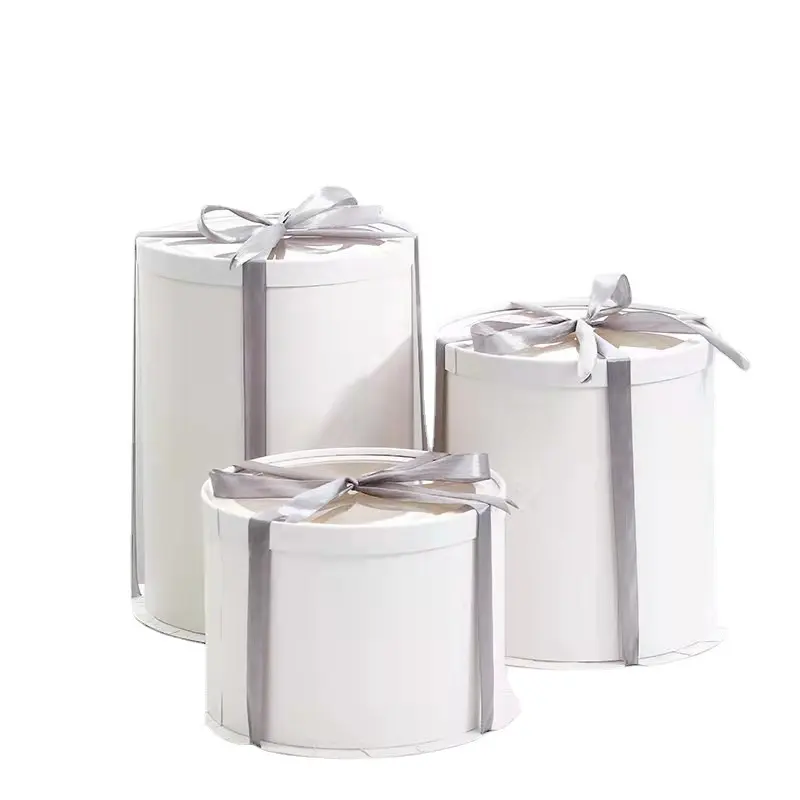 Se puede personalizar 4 "-12" Caja de embalaje de regalo elevada de doble capa de una sola capa Caja de pastel de cumpleaños redonda de papel