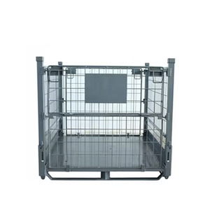 Venta de fábrica, jaulas de almacenamiento plegables de alta resistencia, contenedor de almacenamiento apilable de malla apilable para transporte logístico de almacén - Product Image 1