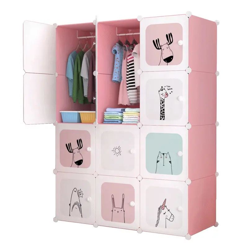 Desenhos animados crianças plástico, diy, armazenamento de armário, armário, roupeiro, crianças, armário