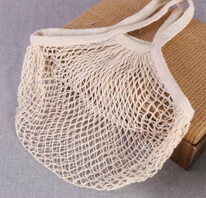 热卖可重复使用的果蔬杂货店生产手提袋棉绳网带长柄购物袋 - Product Image 6