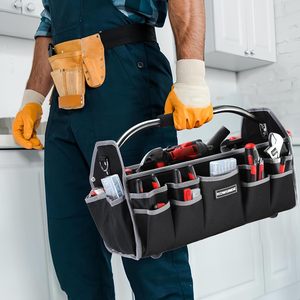 Kowsinde 18インチ電気技師ツールバッグ26ポケット取り外し可能ショルダーストラップスチールハンドルオープントップ多くの工具を保持 - Product Image 6