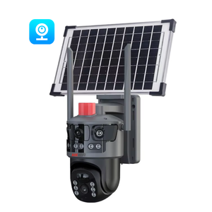 HIKWIFI 4 Lens 3 ekranlar 12MP 6K HD açık kamera 360 PTZ IP CCTV kablosuz WIFI güneş 4G Sim kart kamera güvenlik - Product Image 1