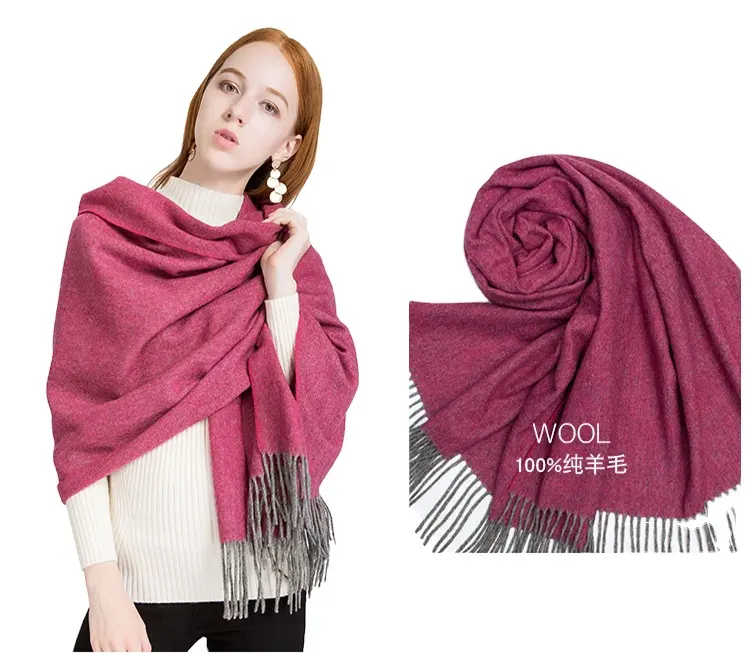 High End Manufacturer Custom 100% wool tatting Wrap Shawl long large Scarf with tassels winter warm for women