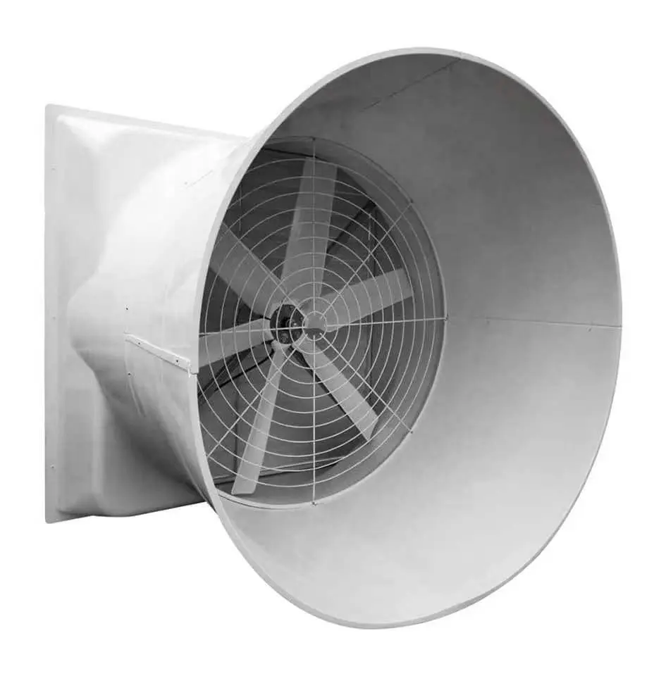 Çatı havalandırma duvara monte korozyon önleyici fiberglas koni egzoz fanı FRP egzoz fanı FRP fan çiftlik kümes hayvanları için dirsek ile