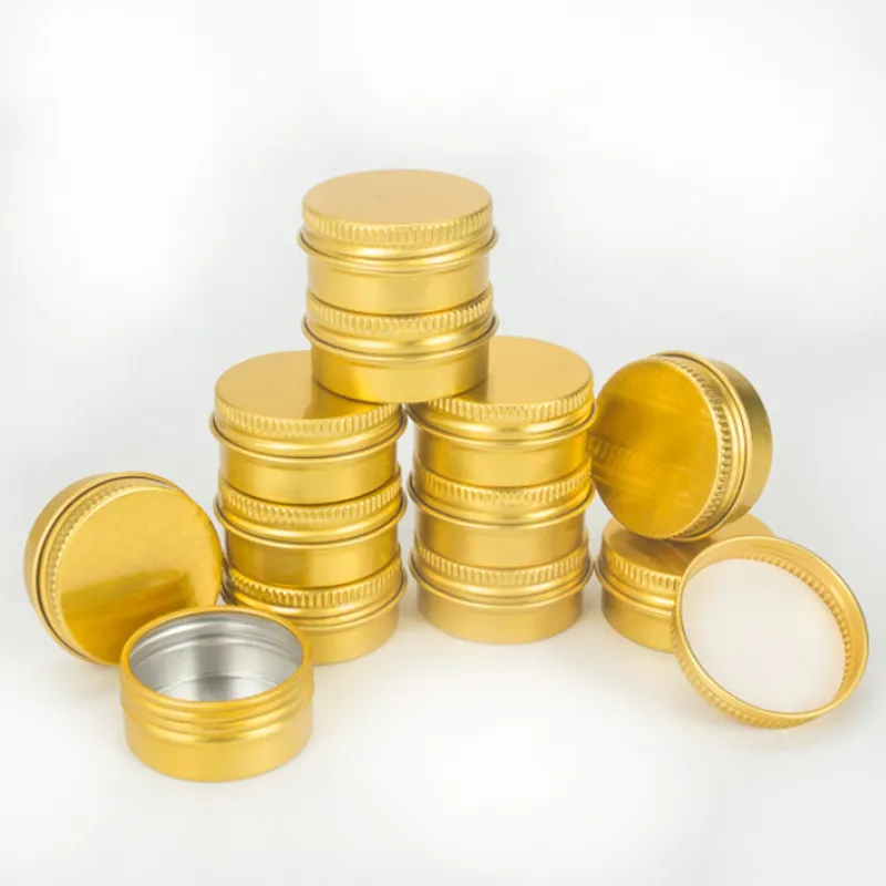 1 0z Gold Aluminium Metall behälter runde Metall box 30ml Blechdosen Schraub verschluss dose