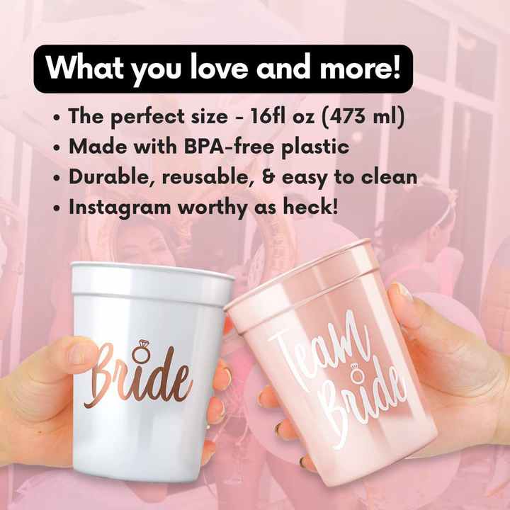 Macaron Pink 'Team Bride' Bridesmaid Cup for Bachelor Party Supplies Hot Selling Rose-Shaped Cloth Decoration for Wedding Bridal
