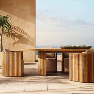 Luxury Solid Teak Outdoor Furniture Set <strong>Round</strong> Teak Dining Table Set with Chairs for Hotel <strong>Patio</strong> Resort - Product Image 2