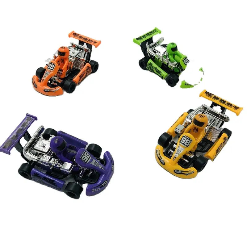 2023 Mini Pull Back Power Go-Kart juego de carreras de coches modelo de vehículo juguete educativo para niños plástico Color dibujos animados Kart coche de carreras