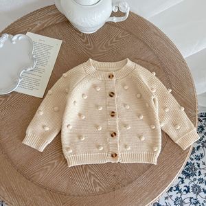 Cardigã de manga comprida para bebês meninos, suéter de malha de cor sólida para recém-nascidos, roupas de outono