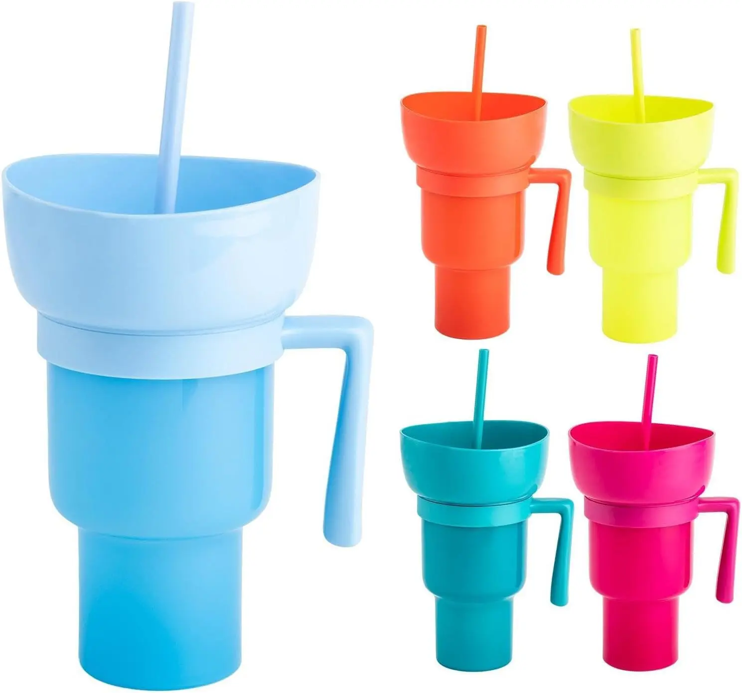 Tik Tok pop 32oz Stadium Tumbler Plastic Snacks y aperitivos Stadium Drink Cups 2 en 1 Popcorn Drinking Cup con pajitas