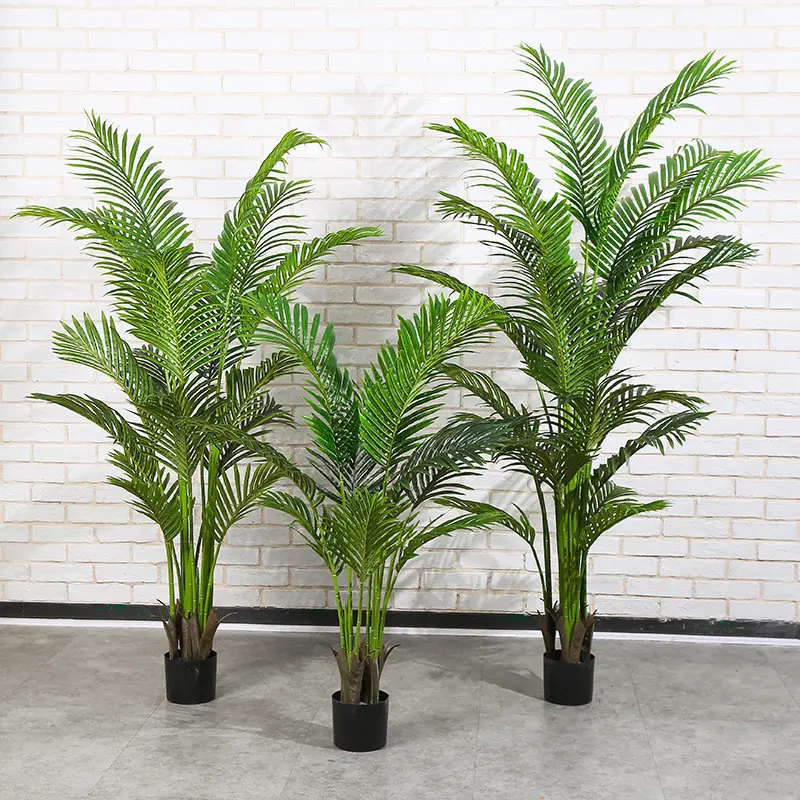 2m Modern Fake Silk Tropical Fern Tops Palm Artificial Tree Decoração Interior Planta Artificial Em Vaso Areca Palmeira para Home Office