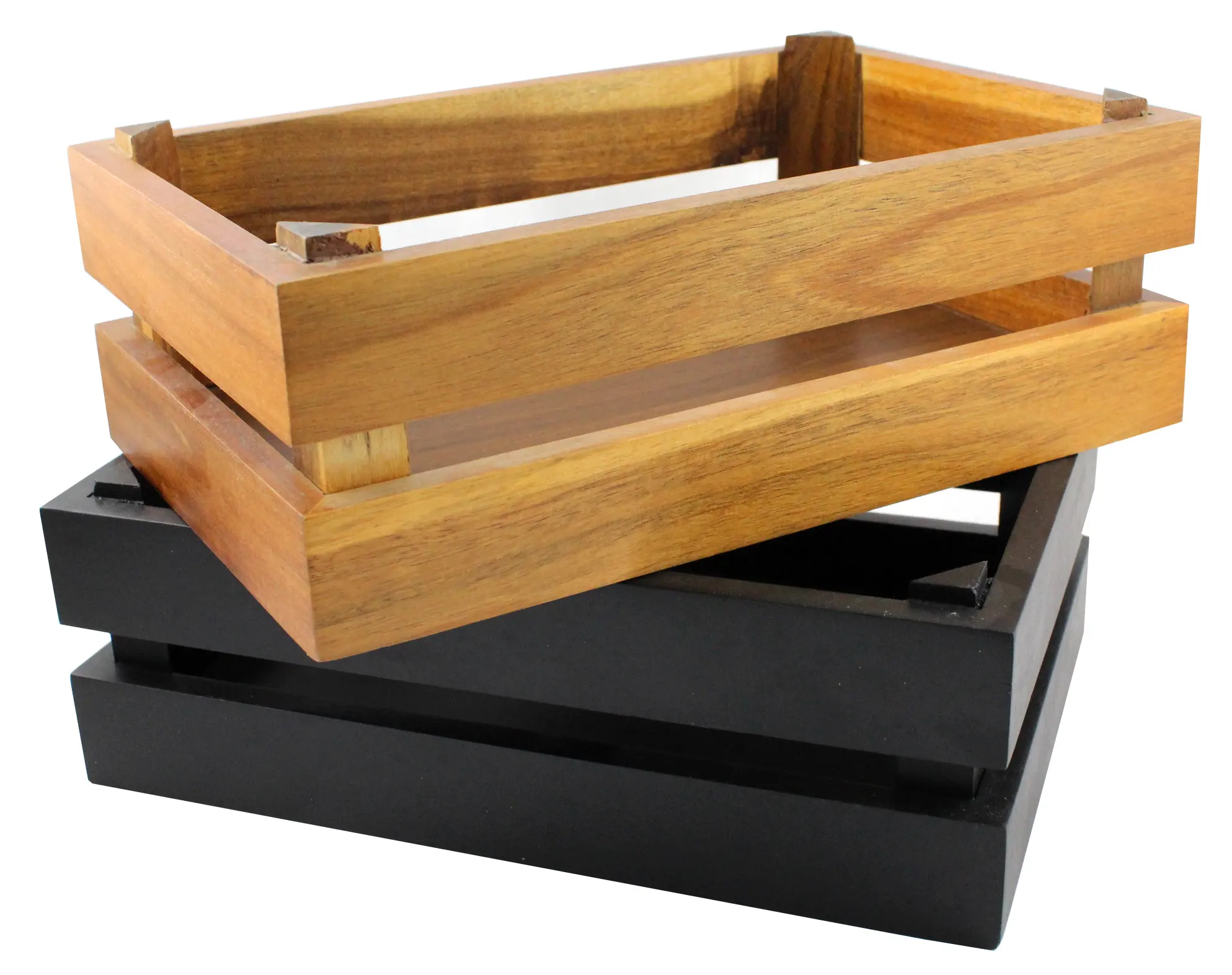 Caixa de armazenamento de madeira rústica, eco amigável, cesta de madeira, vinho, fruta, caixa de armazenamento para cozinha