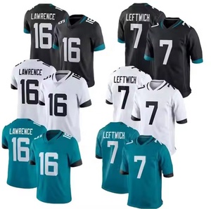 Custom <strong>Jacksonville</strong> Teal Football Shirts USA America Style Tops with 16 Trevor Lawrence 7 Byron Leftwich Team Name Stitched - Product Image 1