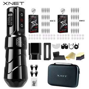 XNET E X <strong>O</strong> F L U X <strong>M</strong> a X 2400mAh Professional Wireless Tattoo Pen Machine Complete Full <strong>Kit</strong> with 40pcs Cartridge for Body Art - Product Image 1