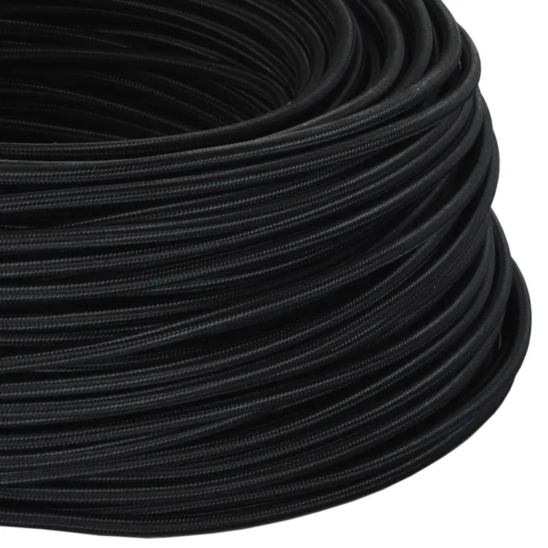 Black Round Braided Cable 2*0.75 Electric Wire Decor Textile Cable For Light Bulbs